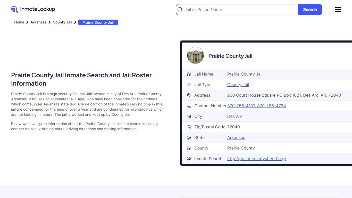 Prairie County Jail (AR) Inmate Search Arkansas - Inmate Lookup
